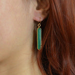 Deco Green Agate Golden Drop Earrings - Barse Jewelry