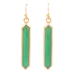 Deco Green Agate Golden Drop Earrings - Barse Jewelry