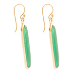 Deco Green Agate Golden Drop Earrings - Barse Jewelry