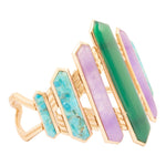 Deco Green and Purple Agate Golden Cuff Bracelet - Barse Jewelry