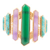 Deco Green and Purple Agate Golden Cuff Bracelet - Barse Jewelry