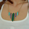 Deco Green and Purple Agate Golden Statement Necklace - Barse Jewelry