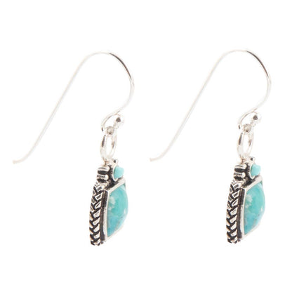 Delicately Detailed Blue Turquoise and Silver Earrings