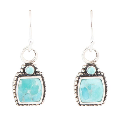 Delicately Detailed Blue Turquoise and Silver Earrings