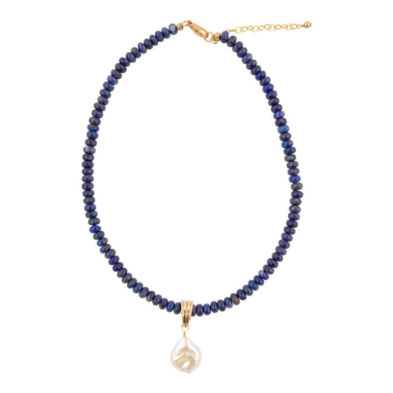 Denim Blue Lapis Golden Pendant Necklace - Barse Jewelry