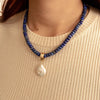 Denim Blue Lapis Golden Pendant Necklace - Barse Jewelry