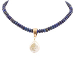 Denim Blue Lapis Golden Pendant Necklace - Barse Jewelry