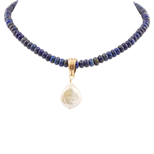 Denim Blue Lapis Golden Pendant Necklace
