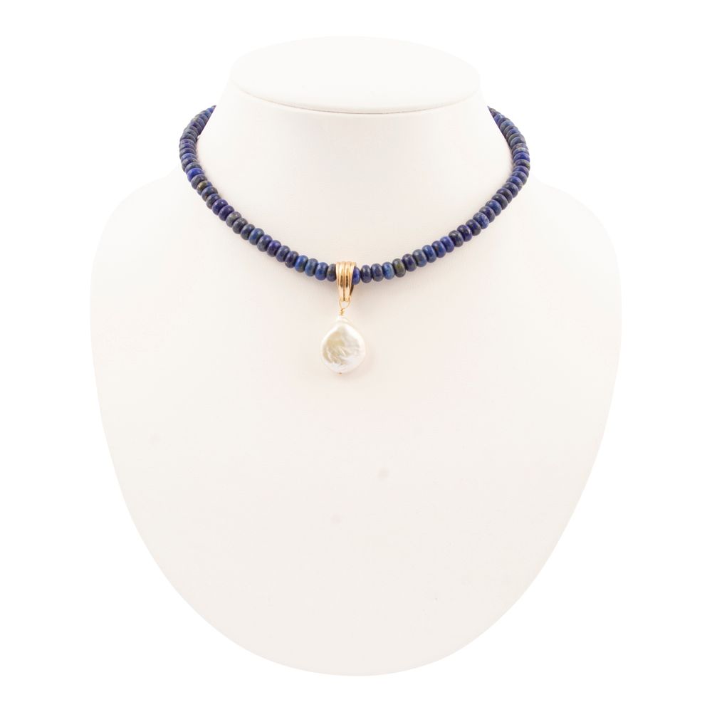 Denim Blue Lapis Golden Pendant Necklace - Barse Jewelry