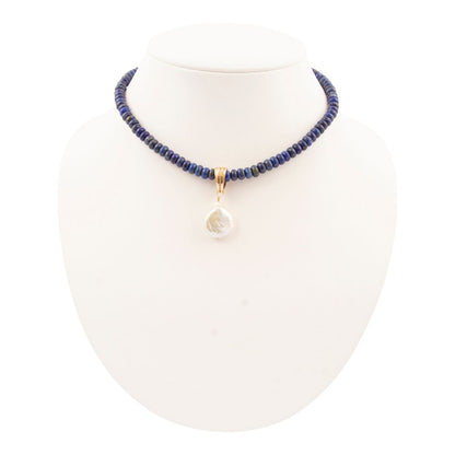 Denim Blue Lapis Golden Pendant Necklace - Barse Jewelry