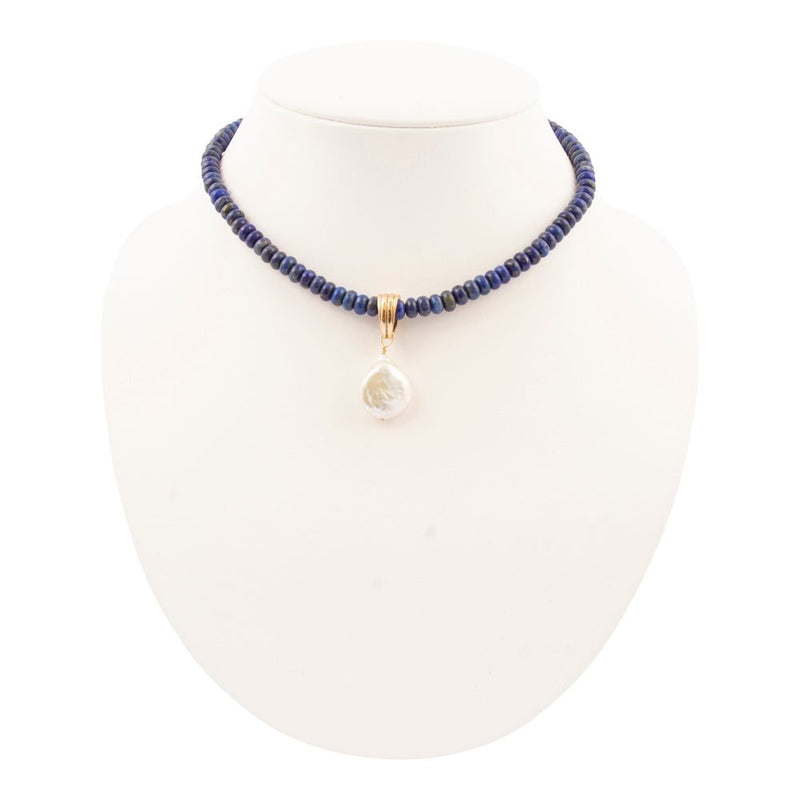 Denim Blue Lapis Golden Pendant Necklace - Barse Jewelry