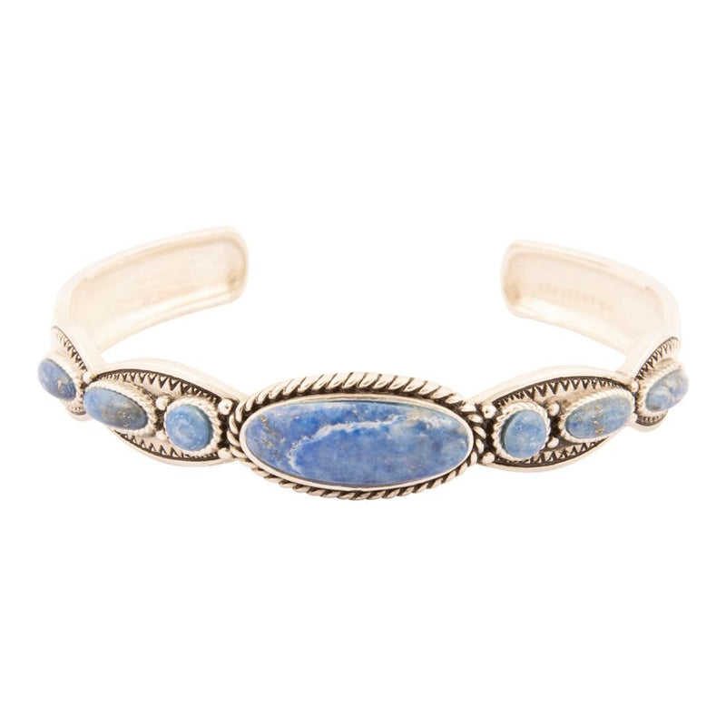 Denim Blue Lapis Sterling Silver Concho Cuff Bracelet - Barse Jewelry