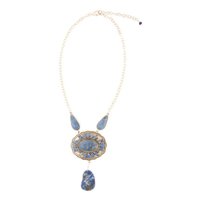 Denim Blue Lapis Sterling Silver Concho Drop Necklace - Barse Jewelry