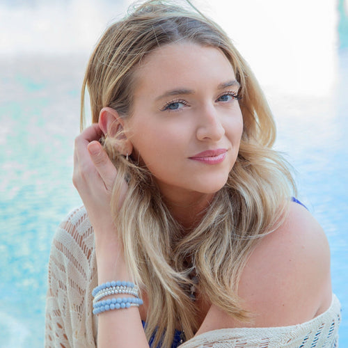 Denim Blue Sodalite Silver Bracelet Set - Barse Jewelry
