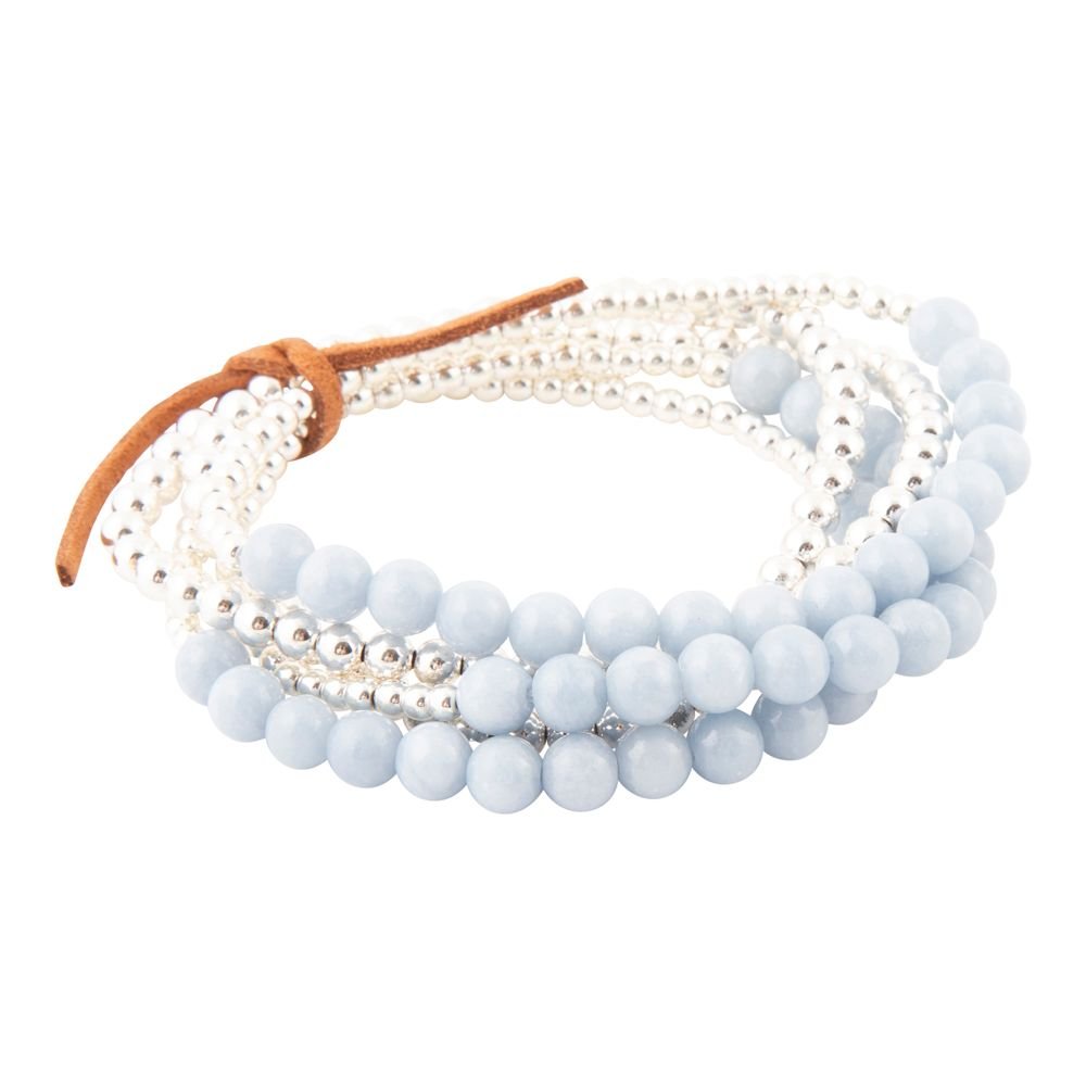 Denim Blue Sodalite Silver Bracelet Set - Barse Jewelry