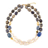 Denim Blues Lapis and Pearl Golden Strang Necklace - Barse Jewelry