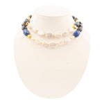 Denim Blues Lapis and Pearl Golden Strang Necklace - Barse Jewelry