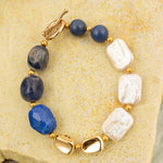 Denim Blues Lapis & Pearl Golden Bracelet - Barse Jewelry
