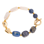 Denim Blues Lapis & Pearl Golden Bracelet - Barse Jewelry