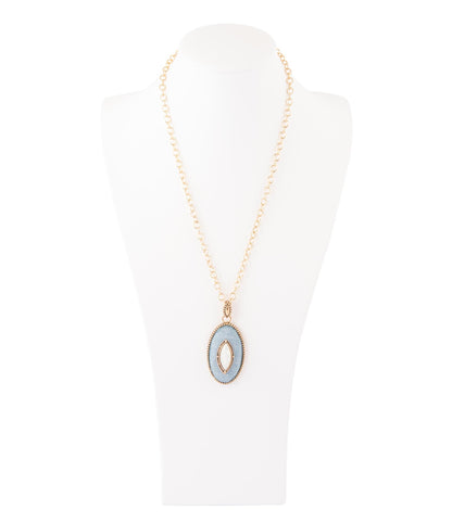 Denim Dreams White Mother of Pearl Golden Pendant Necklace - Barse Jewelry
