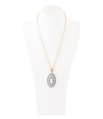 Denim Dreams White Mother of Pearl Golden Pendant Necklace - Barse Jewelry