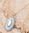 Denim Dreams White Mother of Pearl Golden Pendant Necklace - Barse Jewelry