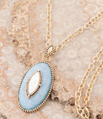 Denim Dreams White Mother of Pearl Golden Pendant Necklace - Barse Jewelry