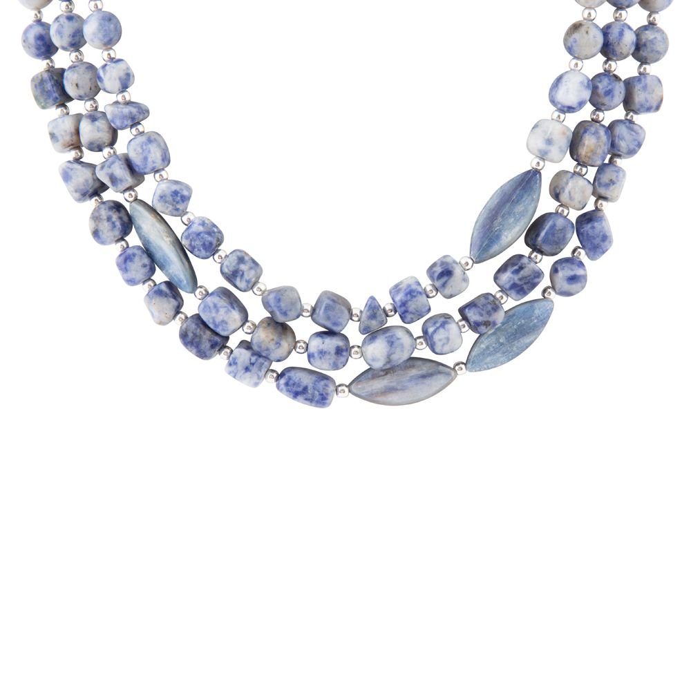 Denim Kyanite Blue Lapis Sterling Silver Strand Necklace - Barse Jewelry