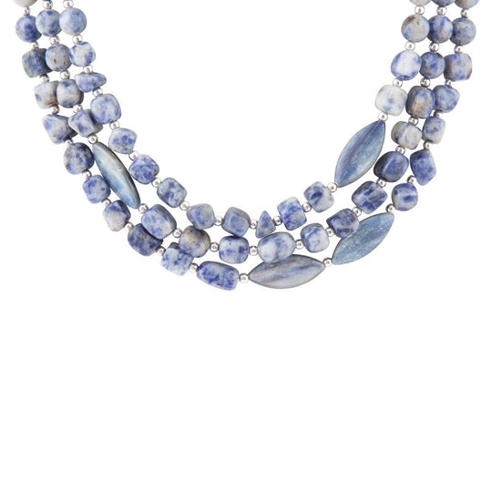 Denim Kyanite Blue Lapis Sterling Silver Strand Necklace