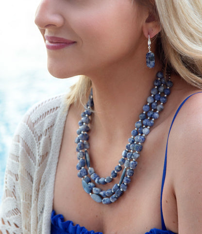 Denim Kyanite Blue Lapis Sterling Silver Strand Necklace - Barse Jewelry