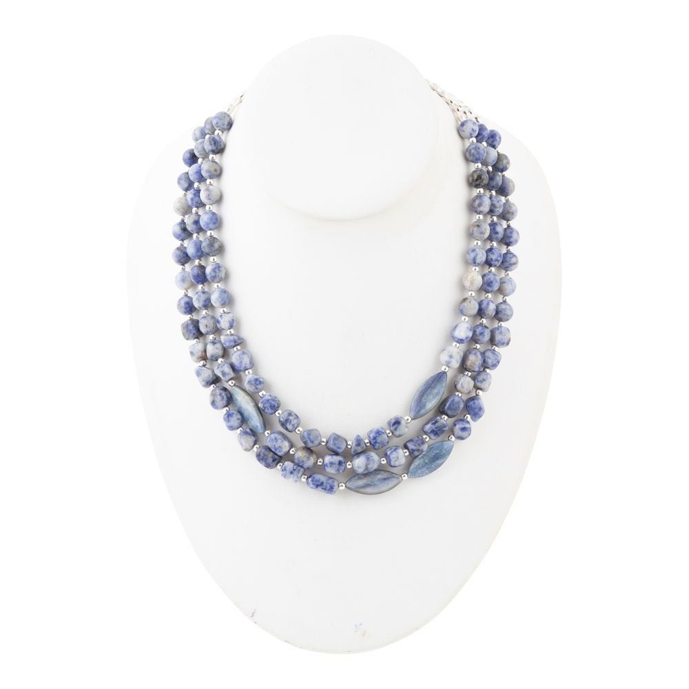 Denim Kyanite Blue Lapis Sterling Silver Strand Necklace - Barse Jewelry
