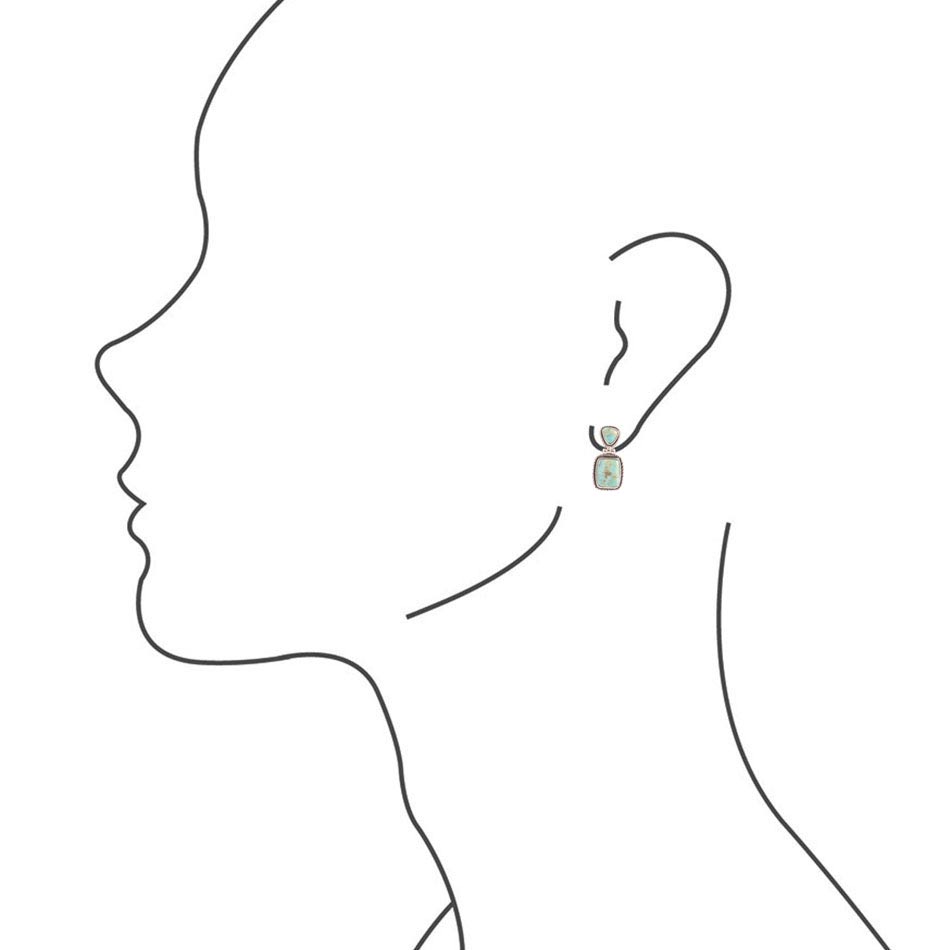 Detailed Blue Turquoise and Sterling Silver Drop Earrings - Barse Jewelry