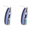 Discus Blue Turquoise and Leather Sterling Silver Earrings - Barse Jewelry