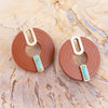 Discus Turquoise and Natural Leather Bronze Earrings - Barse Jewelry