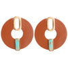 Discus Turquoise and Natural Leather Bronze Earrings - Barse Jewelry