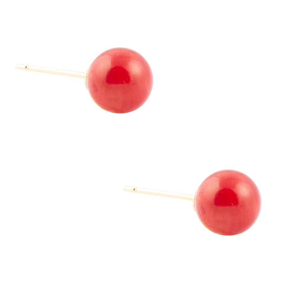 Dot of Red Coral Stud Earrings - Barse Jewelry