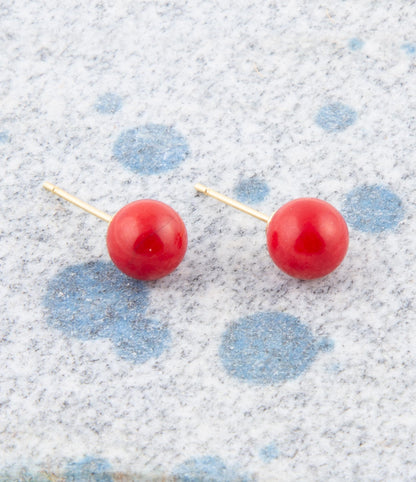 Dot of Red Coral Stud Earrings - Barse Jewelry