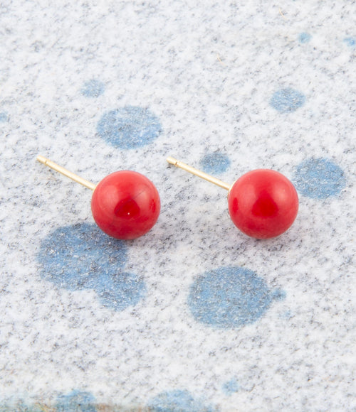 Dot of Red Coral Stud Earrings - Barse Jewelry