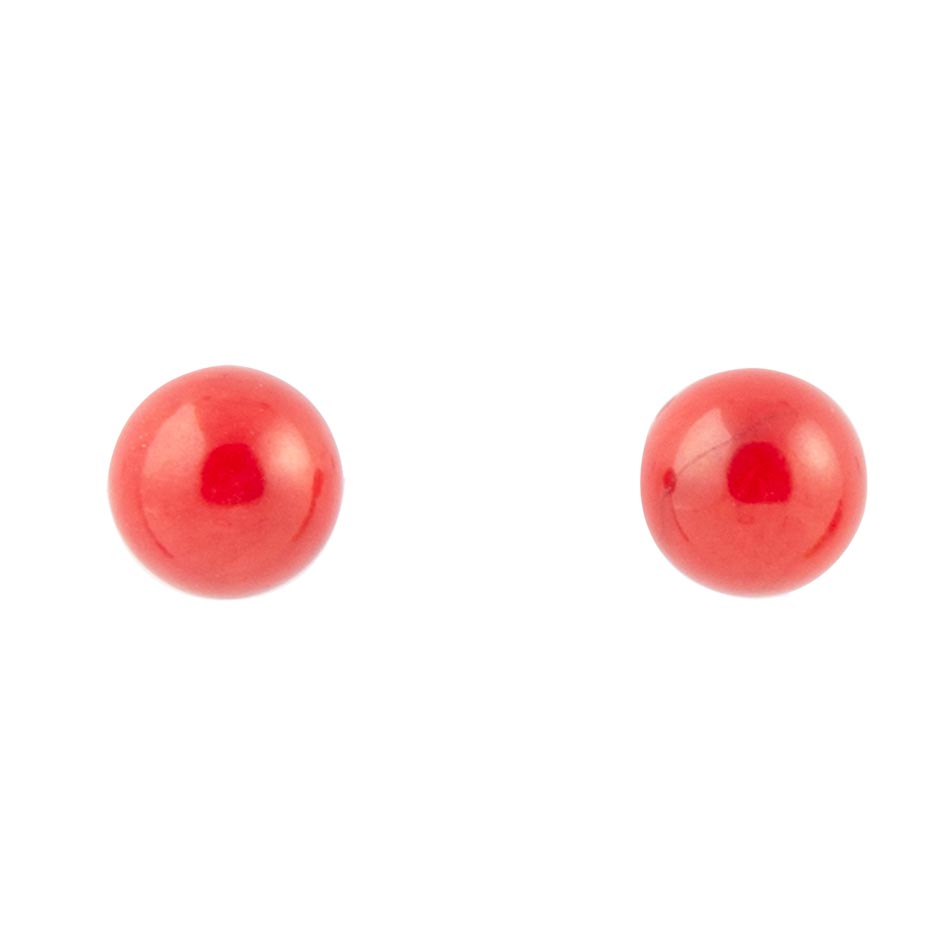 Dot of Red Coral Stud Earrings - Barse Jewelry