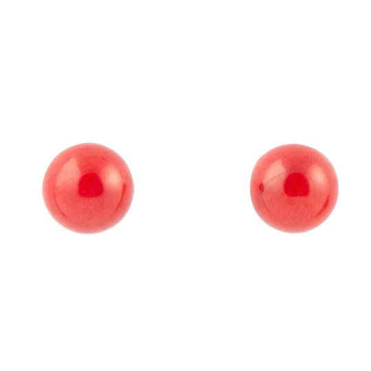 Dot of Red Coral Stud Earrings