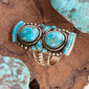 Double Blue Turquoise Golden Shield Ring - Barse Jewelry