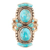 Double Blue Turquoise Golden Shield Ring - Barse Jewelry
