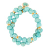 Double Dip Blue Magnesite Golden Bracelet Set - Barse Jewelry