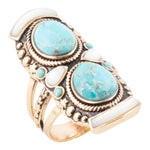 Double Up Turquoise and Mother of Pearl Ring - Barse Jewelry