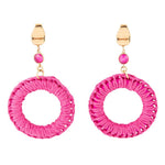 Dreams Pink Magenta Agate Woven Ring Golden Earrings - Barse Jewelry