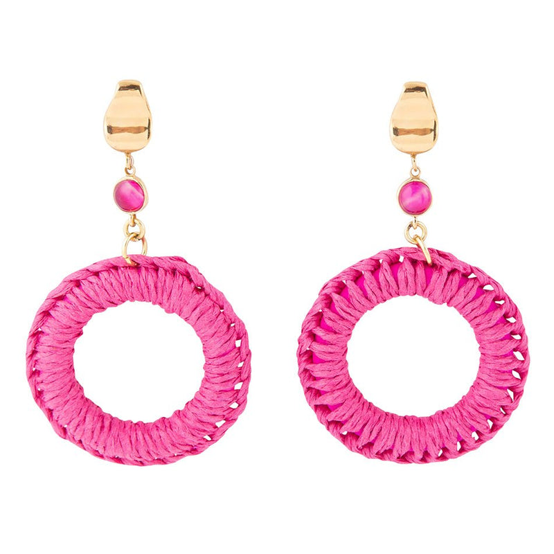 Dreams Pink Magenta Agate Woven Ring Golden Earrings - Barse Jewelry