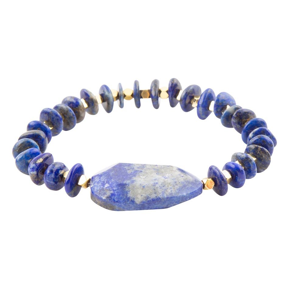 Dreamy Blue Lapis Chunky Golden Bracelet - Barse Jewelry