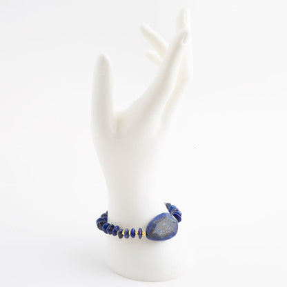 Dreamy Blue Lapis Chunky Golden Bracelet - Barse Jewelry