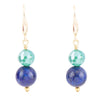 Dreamy Blue Lapis Green Golden Drop Earrings - Barse Jewelry