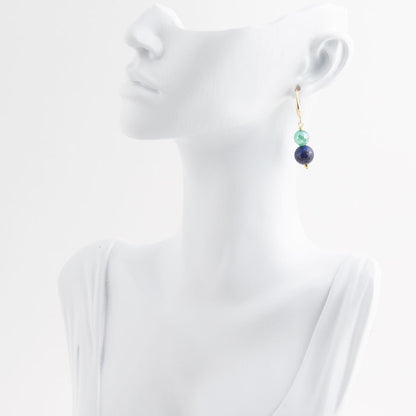 Dreamy Blue Lapis Green Golden Drop Earrings - Barse Jewelry